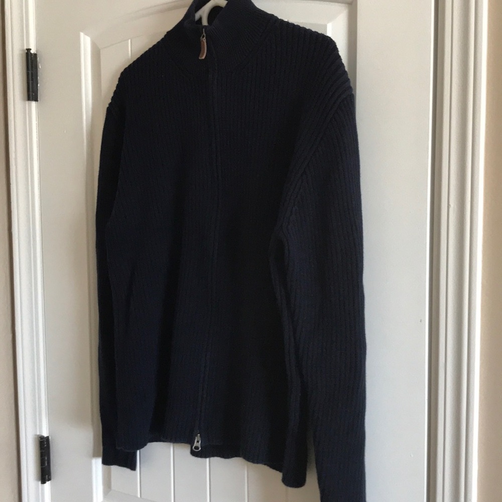 J Crew Navy Blue Full Zip Sweater Large
